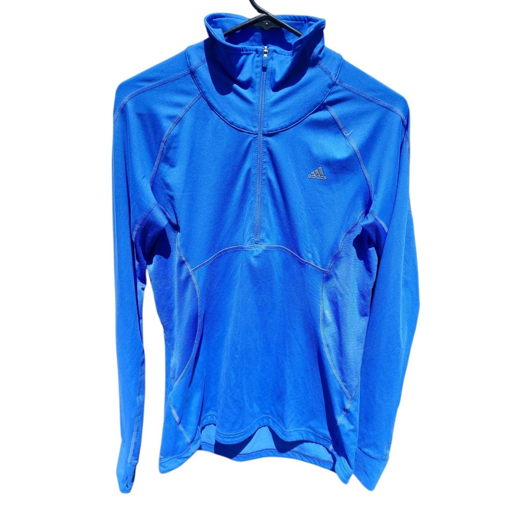 Adidas Climalite Womens Quarter Zip Pullover Blue Long Sleeve Running Top Size M